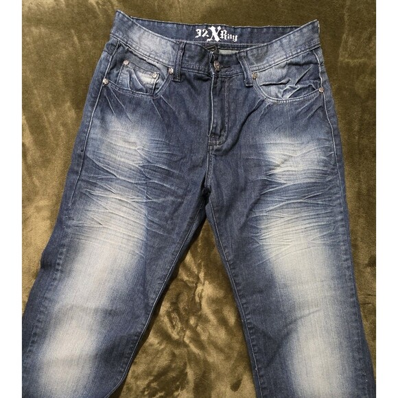 X Ray Jeans Men's Distressed Faded Washed Blue Streetwear Size 32 - Picture 2 of 4